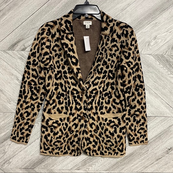 J. Crew Leopard Sweater Blazer Size XS NWT Cotton - Picture 6 of 11